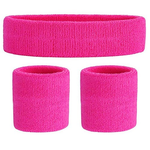 VETEMENTS Set Bandeau et Bracelets Rose Vif années 80 pour Femme vêtements Fluo Accesso...