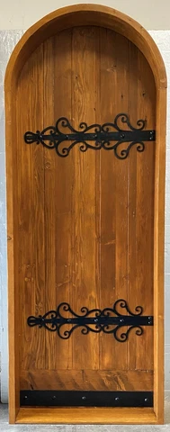 Rustic reclaimed lumber arched door solid wood story book castle winery hardware Cover
