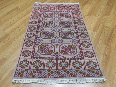 Alfombra turca Oushak, alfombra moderna multicolor, alfombra bohemia hecha a mano 3x5 pies Foto 1 de 4