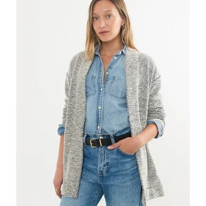 Cárdigan de punto abierto ojo de pájaro azul marino para mujer talla mediana bolsillos  - Imagen 1 de 11