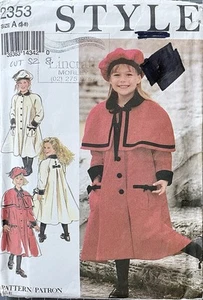 STYLE 2353 Children’s Coat, Cape & Hat Sewing Pattern. Size 8 - CUT. - Picture 1 of 2