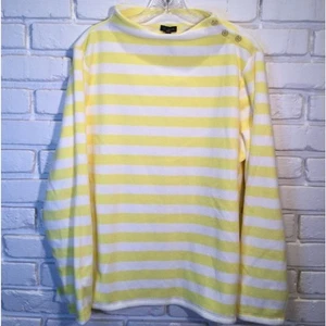 Talbots Women's XL Yellow White Striped Long-Sleeve Mock Neck Top NWT - Picture 1 of 8