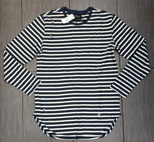 PacSun blau gestreiftes langärmliges Herrenhemd abgenutzt Jakobsmuschelsaum Medium neu mit Etikett - Bild 1 von 9