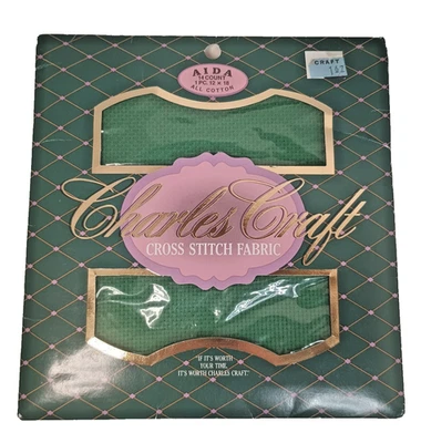 Green 14 Count Aida Cloth 12 X 18 Inch Cross Stitch Charles Craft Fabric  New - Image 1 of 4