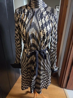 Reiss Ester Dogtooth Mini Dress Black/White, UK Size 10 - Image 1 of 4