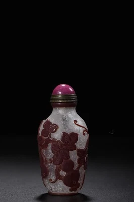 Botellas de tabaco de calabaza de vidrio antiguas marca Qing antiguas chinas de la dinastía Qing Foto 1 de 4