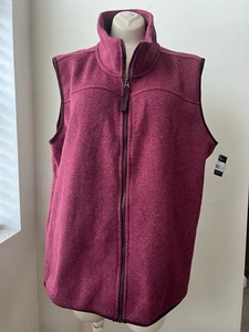 Pile donna Eddie Bauer 2X Maroon Berry nuovo con etichette con zip migliore - Foto 1 di 6