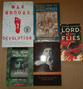 Lot Of 5 Horror Novels, H.G Wells, Harlan Ellison, Max Brooks, William Golding + - Picture 1 of 8