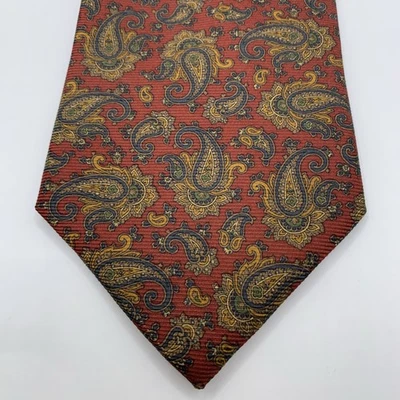 "Corbata vintage Brooks Brothers Makers antigua loca roja azul seda cachemira 59""X4""" Foto 1 de 4