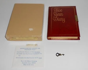 Vintage C. R. Gibson Fünf Jahre Tagebuch Schloss & Schlüssel nie benutzt Made in U.S.A Schloss - Bild 1 von 6