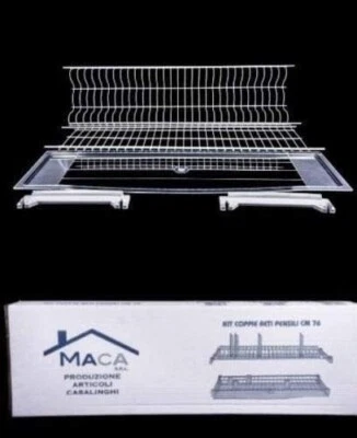 SCOLAPIATTI CM 76 PORTAPIATTI PENSILE VASCHETTA IN PLASTICA CROMATO/PLASTIFICATO - Immagine 1 di 4