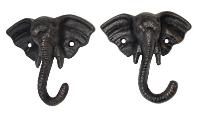 Juego de ganchos de pared de elefante de hierro fundido decorativo animal de zoológico gancho de llave montable en la pared  Foto 1 de 4