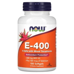 NOW Foods, E-400 D-Alpha con tocoferoles mixtos, 268 mg, 100 cápsulas blandas - Imagen 1 de 6