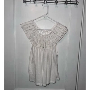 New Lucky Brand Crochet Yoke Knit Blouse White size M - Picture 1 of 6