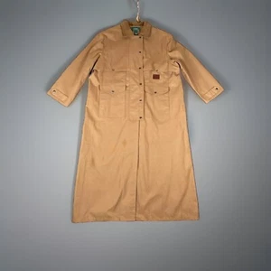 Ralph Lauren Duster Trench Coat Women Large Brown Equestrian - Picture 1 of 13