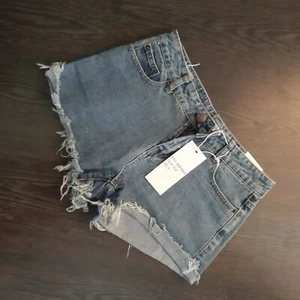 " LIQUOR N POKER " blaue Jeansshorts , High Waist , Damen , Gr. 32 UK10 , neu - Bild 1 von 8