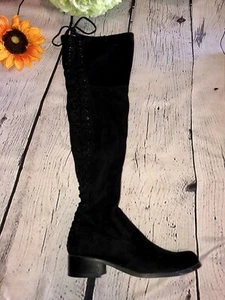 Charles By Charles David Women's Black Lace Up Over The Knee Boots Sz. 6M $150+ - Picture 1 of 10