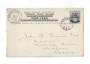 Orange River Colony 1901 1p postal card with a Kroonstad APO CDS to Ireland - Picture 1 of 2