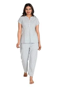 Women's Pure Cotton Penguin Printed Half Sleeves Night Suit Top and Pyjama Set - Picture 1 of 7