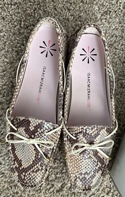 Isaac Mizrahi Leather Driving Moccasins Flats Women’s Embossed Snake 9.5 M NIB - Image 1 of 4