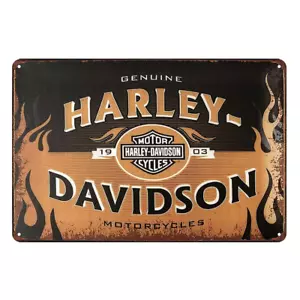 HARLEY DAVIDSON MOTORCYCLES Rustic Metal Sign Vintage Tin Shed Garage Bar - Picture 1 of 4