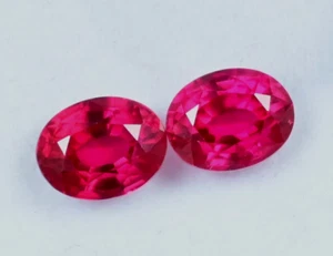 6.80 Ct Natural Blood Red Mozambique Ruby Oval Pair Certified Flawless Gemstone - Picture 1 of 7