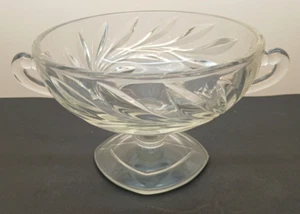 Vintage Indiana Glass Clear 'Willow Oleander' Handled Compote - Picture 1 of 6