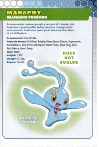 2012 Pokémon Manaphy Tarjeta Coleccionable Personaje Figura de Acción Pin-Up Arte Impresión Anuncio - Imagen 1 de 4