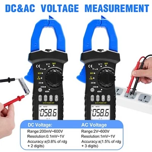 Digital Clamp Meter NCV True-RMS Auto Ranging Multimeter AC DC Voltage Ohmmeter - Picture 1 of 10