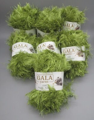 FIOS GALA ~ 7 novelos de poliéster verde oliva malha e fio de crochê ~ 1,76 oz cada - Imagem 1 de 4