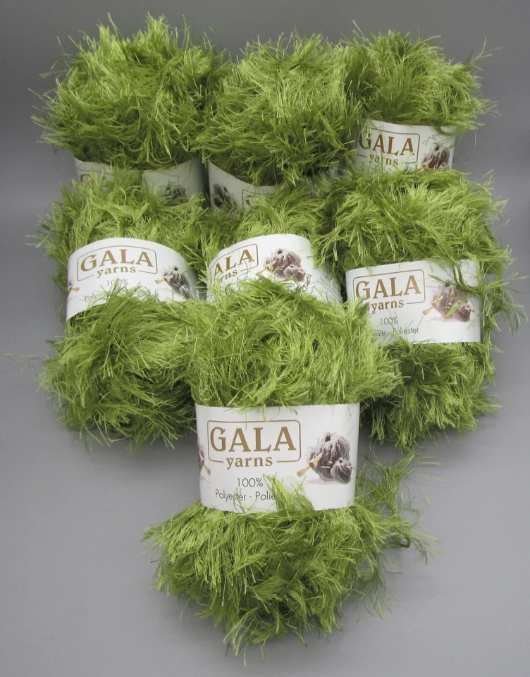 HILOS GALA ~ 7 madejas verde oliva poliéster tejido e hilo de ganchillo ~ 1,76 oz cada una Foto 1 de 4