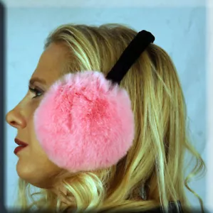 New Pink Rex Rabbit Fur Ear Muffs - Picture 1 of 2