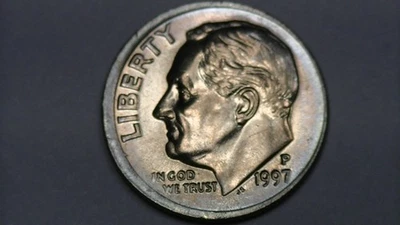 1997 P MISALIGNED DIE ROOSEVELT DIME COIN ERROR COLLECTIBLE UNCIRCULATED - Image 1 of 4