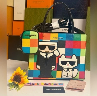 ¡NUEVO! Bolso Cartera KARL LAGERFELD Maybelle Cuero Sintético con Correa Bandolera en Negro Foto 1 de 4