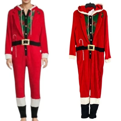 Disfraz de Papá Noel de Navidad Jolly Knits para hombre talla L rojo brillante multi Foto 1 de 4