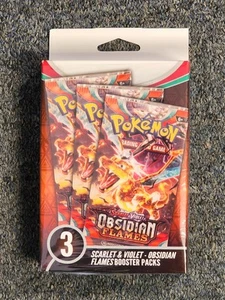 Pokemon Scarlet & Violet Obsidian Flames Booster Hanger Box 3 Packs Sealed - Picture 1 of 5