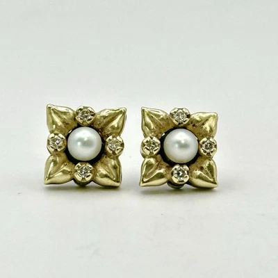 Aretes Lagos Caviar Arcadian oro 18 quilates, plata, diamantes y perlas Foto 1 de 4