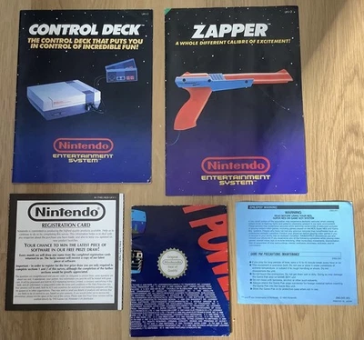 Nintendo NES Console + Zapper Manuals / Registration  Card / Poster  - Image 1 of 4