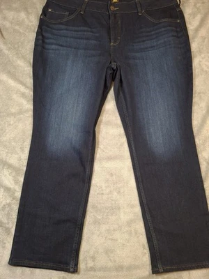 Pantalones de mezclilla para mujer LEE rectos tiro medio resistentes a la fricción lavado oscuro elásticos 22 W Foto 1 de 4