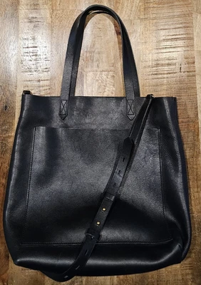 Madewell Genuine Leather Medium Transport Tote Crossbody Open Top True Black - Image 1 of 4