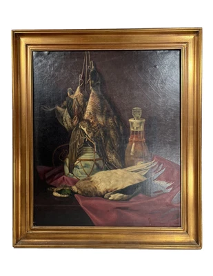 ANTIGUO JUEGO DE CAZA DE PATOS BODEGÓN VINTAGE SIGLO XIX BELLAS ARTES PINTURA AL ÓLEO Foto 1 de 4
