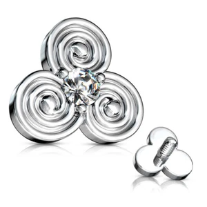 Dermal Anker Aufsatz Tribal Kreise Wirbel Kristall Klar Anchor Head 1,2 mm - Bild 1 von 1