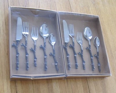 2 Наборы уникальный 5 шт. из нержавеющей стали меди веточки столовые приборы новый в коробке - Изображение 1 из 4