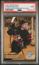2023 Upper Deck CONNOR BEDARD Game Dated Moments GOLD Parallel #1 PSA 9