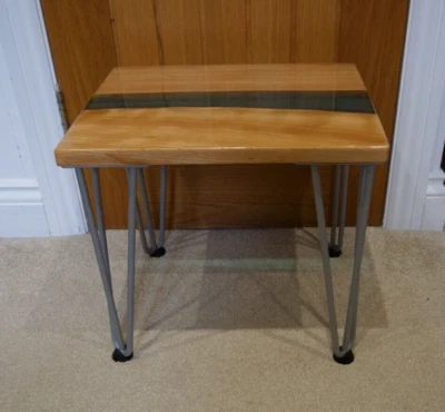 Live Edge Epoxy Beach Coffee Table With 3 Pin Hair Pin Legs/Rubber Feet/15.3" L - Image 1 of 4