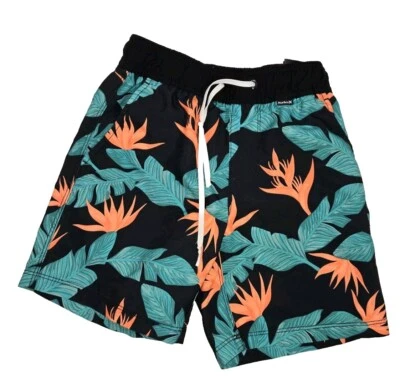Hurley Board Shorts Boys Size XS 21x6 Floral Print Black  - Image 1 of 4