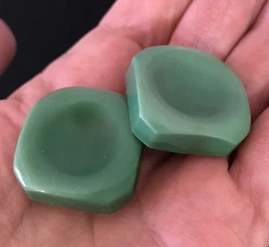 Lot 2 VTG Green Square Chunky Celluloid Shank Buttons Mid Century MCM 2.5cm  - Picture 1 of 9