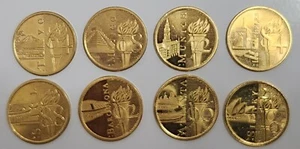 RARE OLYMPIC GAMES GOLD PLATED EVENT MEDALS / INCOMPLETE SET / EIGHT MEDALS  - Picture 1 of 18