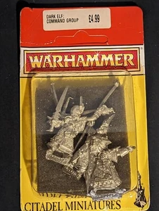 Command Group - Dark Elf - Warhammer Fantasy - 90s - OOP  - Metal - Picture 1 of 2
