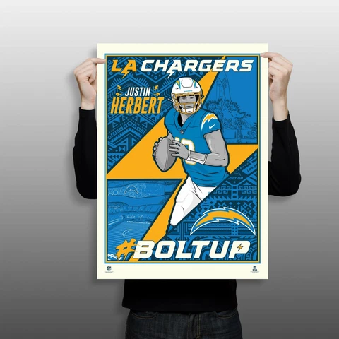 Phenom Gallery Los Angeles Chargers Justin Herbert 18" x 24" Serigraph Cover